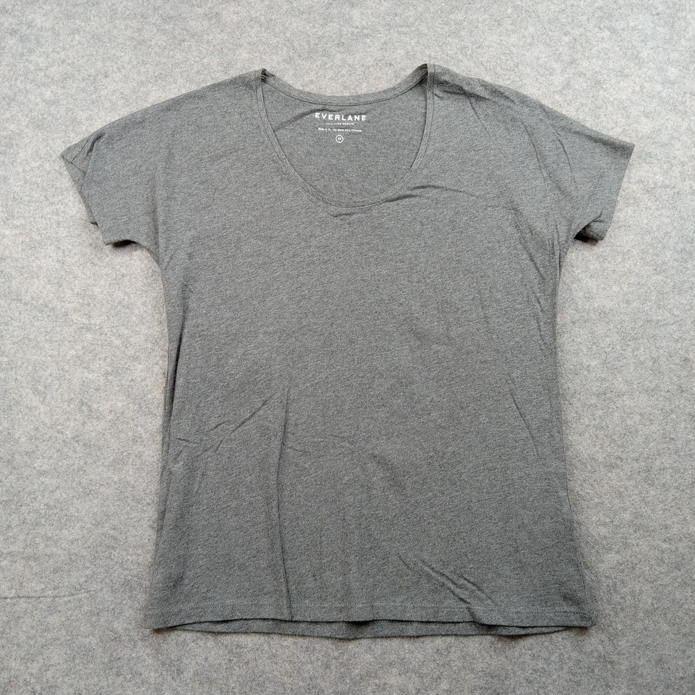 Everlane Shirt Womens XS Gray Pima Cotton V Neck Tee Casual Basic Soft Top